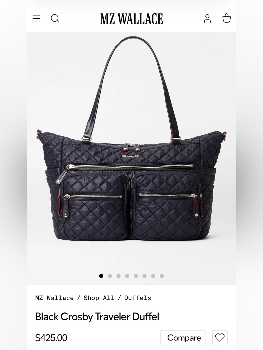 MZ Wallace Black Crosby Traveler Duffel